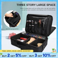 Large Capacity Beauty Nail Tool Storage Box Makeup Case Professional Cosmetic Organizer Adjustable 3 Layers Makeup Case