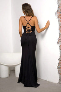 Lace-Up Spaghetti Strap Split Dress Maxi Dress Luxurious Weddings
