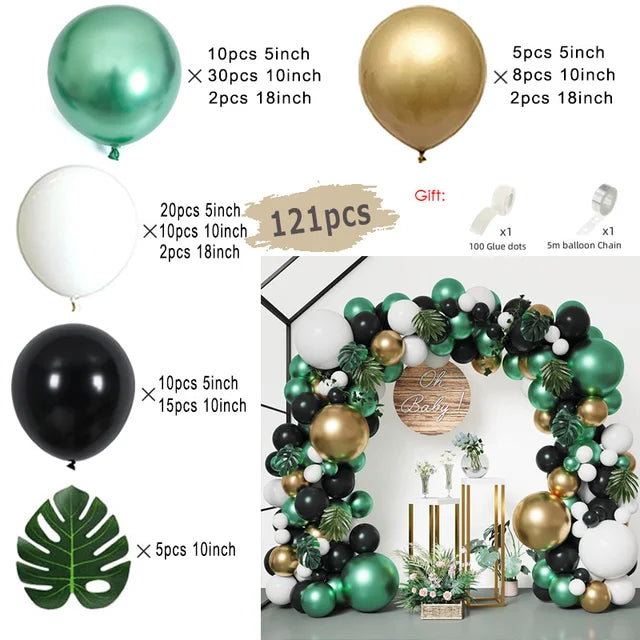 Black and Gold Balloons Garland Arch Kit with Starburst Foil Balloons for Wedding Birthday Family Party Decorations Supplies Balloon Garlands
