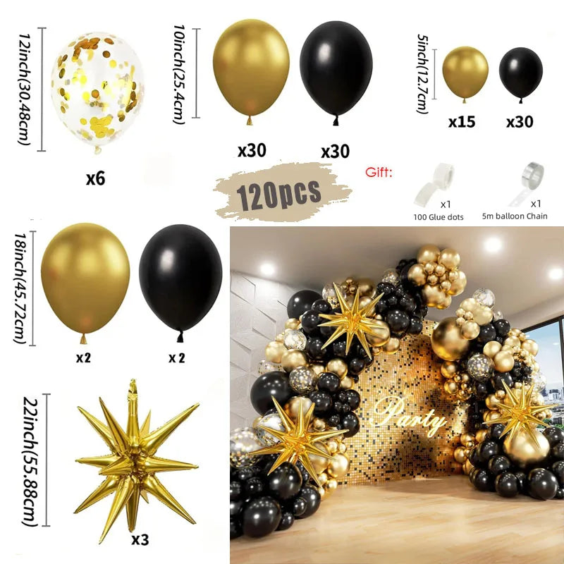 Black and Gold Balloons Garland Arch Kit Balloon Garlands Luxurious Weddings