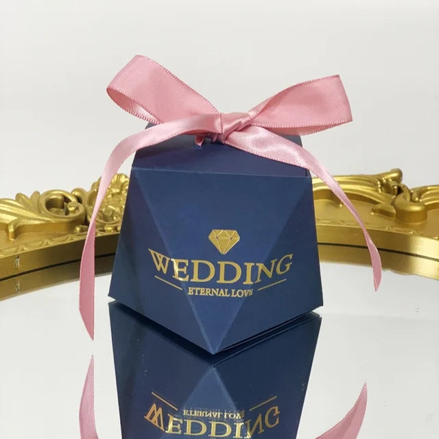 Blue Diamond Shape Chocolate Candy Boxes Packaging Wedding Favors for Guests Candle Gift Boxes for Wedding Party Supplies Wedding favors