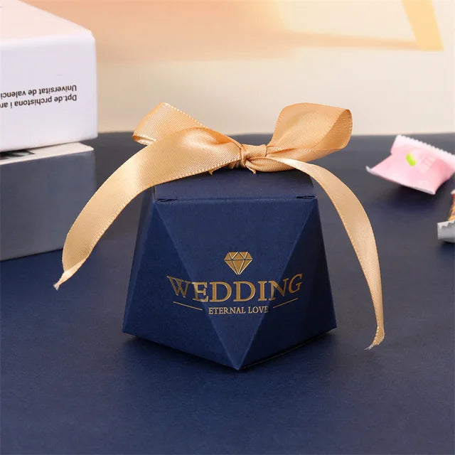 Blue Diamond Shape Chocolate Candy Boxes Packaging Wedding Favors for Guests Candle Gift Boxes for Wedding Party Supplies Wedding favors