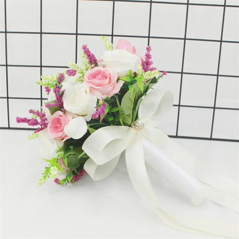Bridal Bridesmaid Wedding Bouquet Handmade Artificial Rose Silk Flowers Silk Rose Bouquet