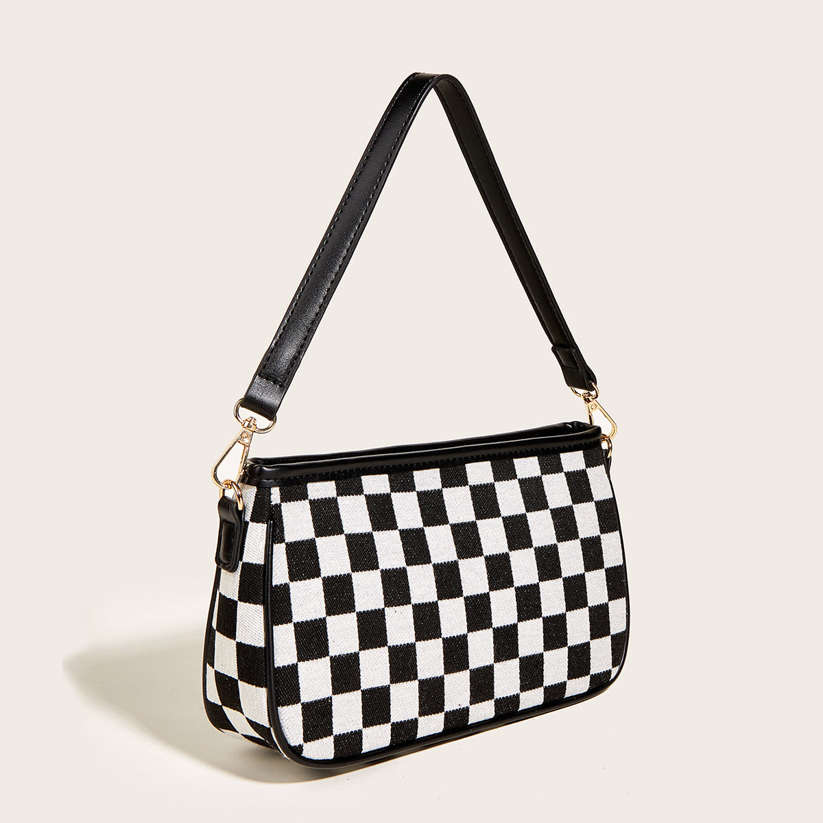 All-Match Black & White Checkerboard Underarm Bag