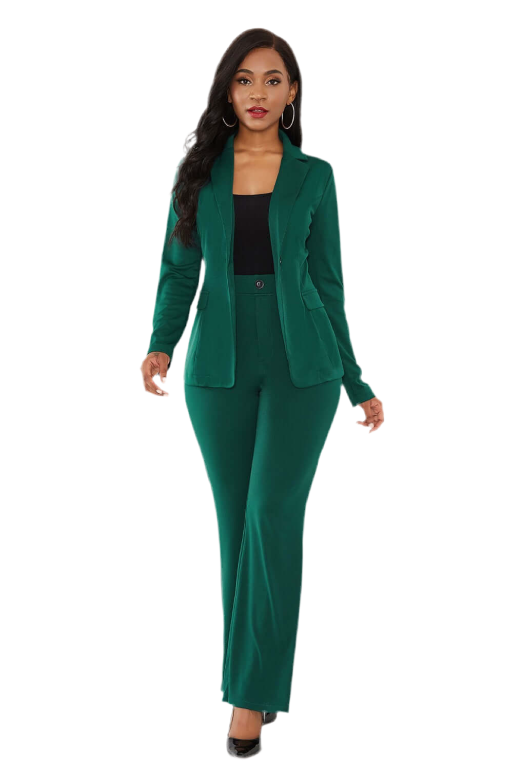 Lapel Collar Long Sleeve Blazer and Pants Set