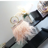 portable chain bag imported ostrich feather Handbags Luxurious Weddings