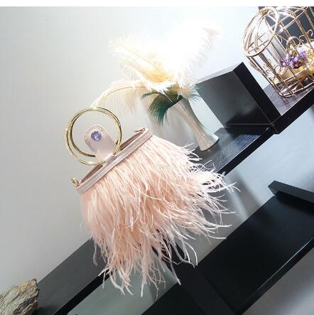 portable chain bag imported ostrich feather Handbags Luxurious Weddings