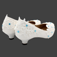 Blue Crystal Lace Flower Wedding Pump Shoes