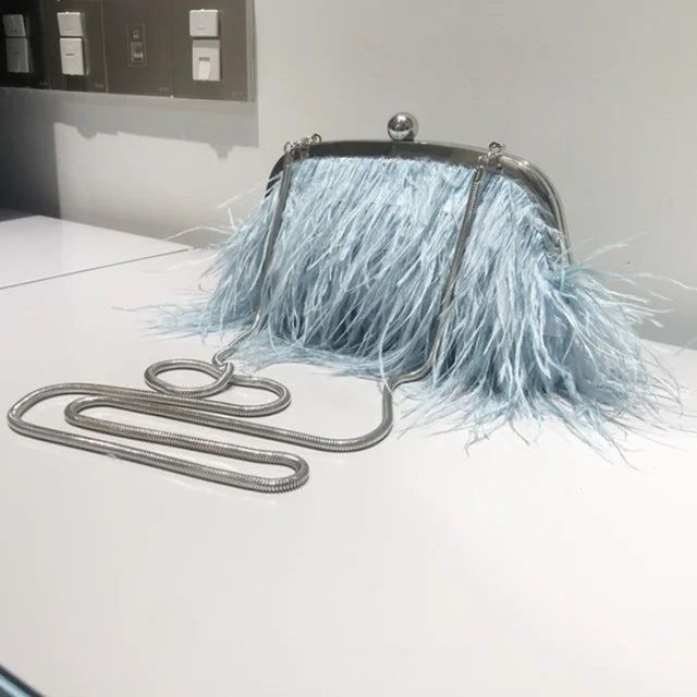 Feather Evening Crossbody Bag Pearl Handbags Luxurious Weddings