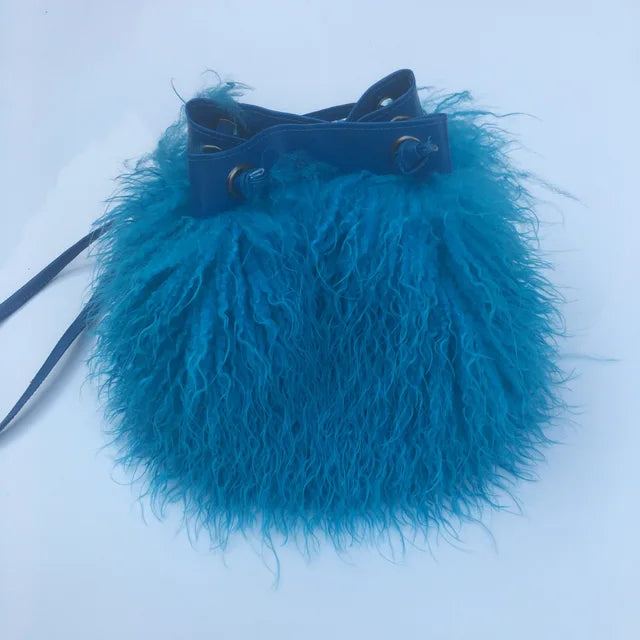 Long Fur Wool Bucket Bag Handbags Luxurious Weddings
