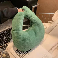 Fur Women's Small Half Bag Short Handle Clutch Handbags Luxurious Weddings