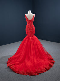 Red Sky At Night Handmade Deep V Beading Dress DRESSES Luxurious Weddings