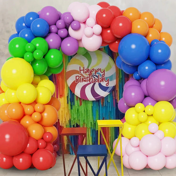 Colorful Rainbow Balloon Garland Arch Kit Luxurious Weddings