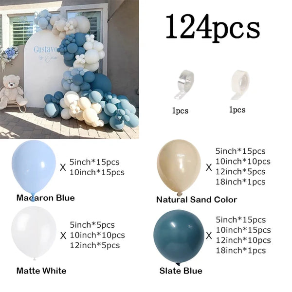 Cream Blue Beige Balloon Garland Arch Kit Luxurious Weddings