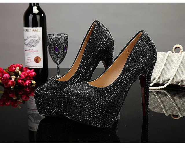 Crystal Pumps Platform High Heels Wedding Shoes Luxurious Weddings