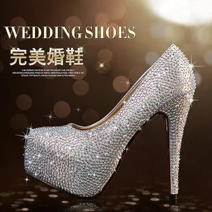 Crystal Pumps Platform High Heels Wedding Shoes Luxurious Weddings