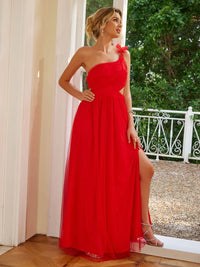 Cutout Slit Single Shoulder Maxi Dress Maxi Dress Luxurious Weddings