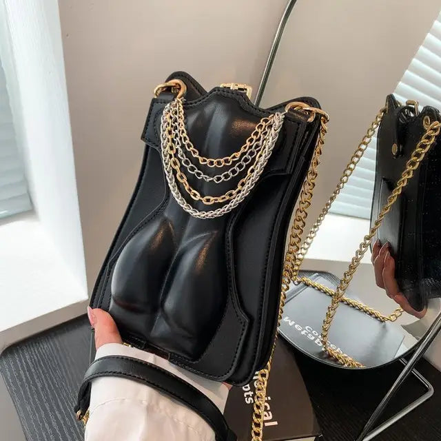 Chic Black Chain Handbags For Women's Messenger Bags Female Shoulder Bag Mobile Phone Bag Small Crossbody Wallet Handbags Luxurious Weddings