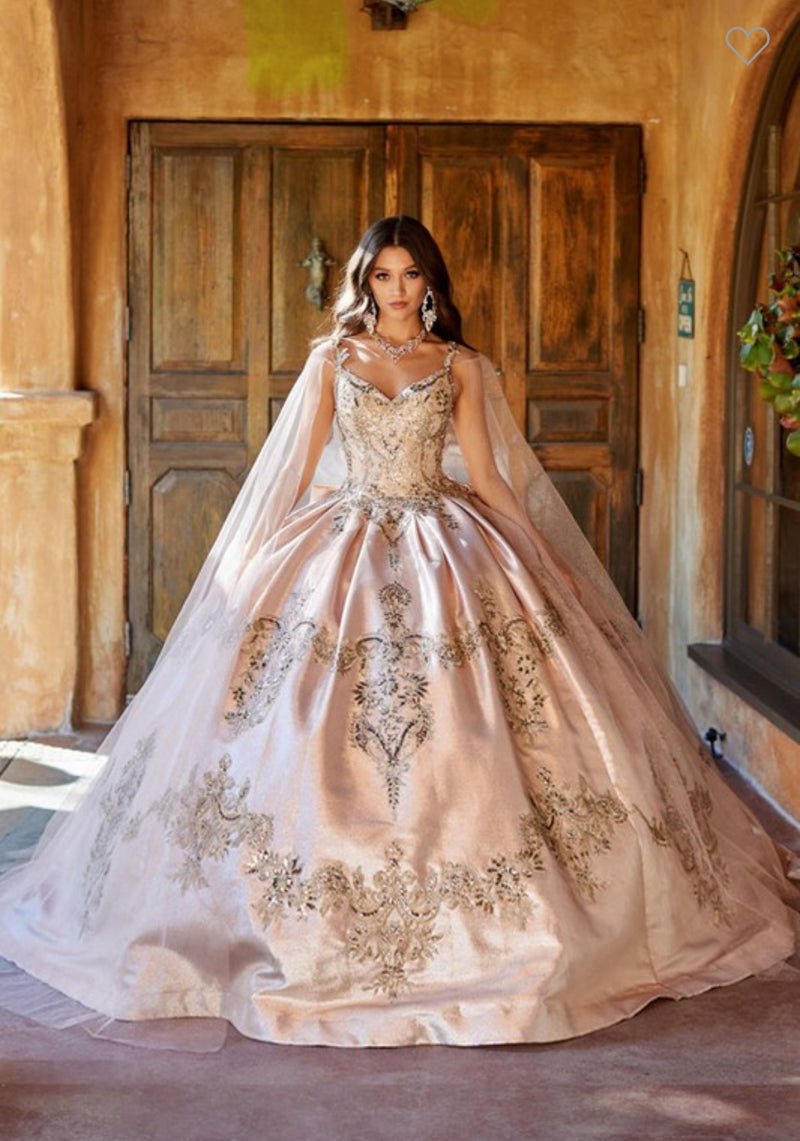 Enchanting V-Neck Rosegold Quinceanella Quinceanella Gown Luxurious Weddings