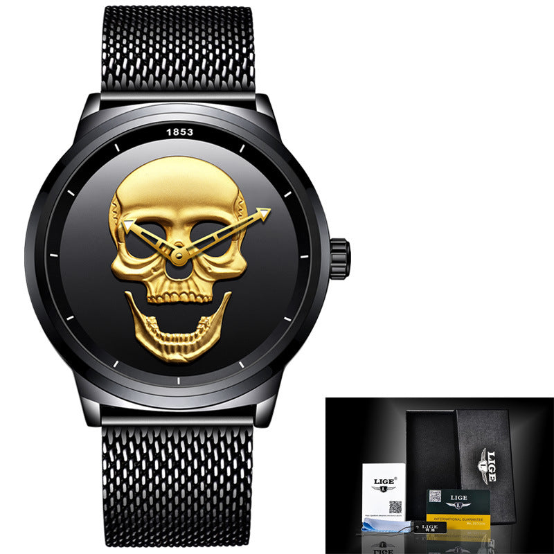 LIGE Simple Skull Stereoscopic Watch Watches Luxurious Weddings
