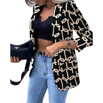 Long sleeved printed suit jacket Women's Jacket Luxurious Weddings