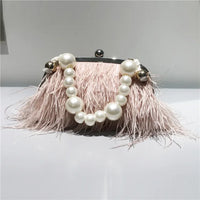 Feather Evening Crossbody Bag Pearl Handbags Luxurious Weddings