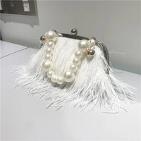 Feather Evening Crossbody Bag Pearl Handbags Luxurious Weddings