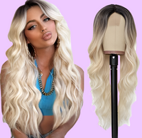 Women's Long Curly Hair, Ombre Front Lace Wig Luxurious Weddings