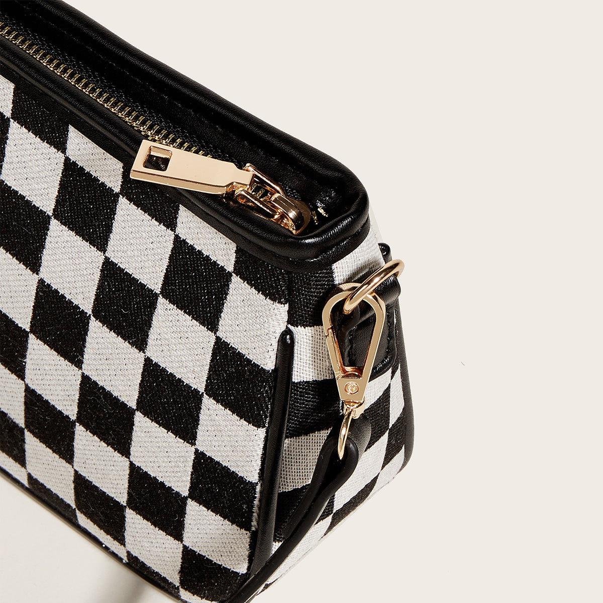 All-Match Black & White Checkerboard Underarm Bag