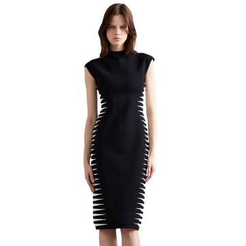 White contrast zebra print half-high collar Bandage dress Dress Luxurious Weddings