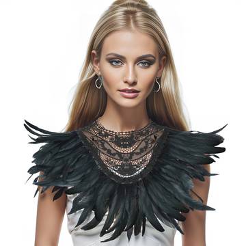 Feather shawl gothic cosplay ball accessories Shawl Luxurious Weddings