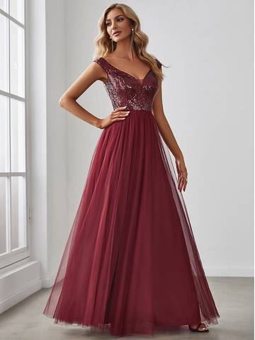 Off Shoulder Tulle & Sequin Sleeveless Evening Dress Luxurious Weddings