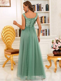 Off Shoulder Tulle & Sequin Sleeveless Evening Dress Luxurious Weddings