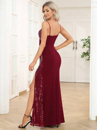 Deep V Neck Spaghetti Straps Split A Line Evening Dresses Luxurious Weddings