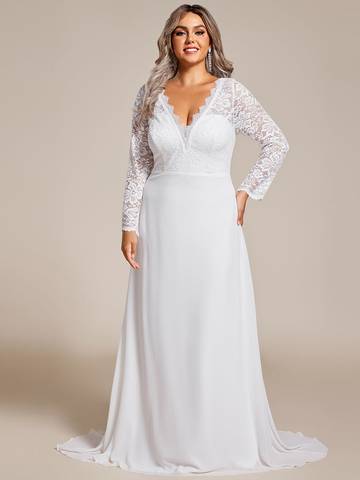 Hollow Lace V Neck Wedding Dresses Luxurious Weddings