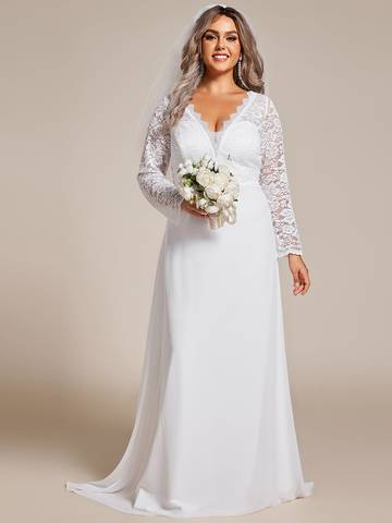 Hollow Lace V Neck Wedding Dresses Wedding Dress Luxurious Weddings