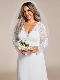 Hollow Lace V Neck Wedding Dresses Luxurious Weddings