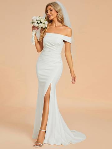 Maxi Long Side Split Wedding Dresses With Off Shoulder Wedding Dress Luxurious Weddings