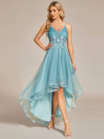 High Low Mesh Appliques Prom Dresses Luxurious Weddings