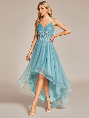 High Low Mesh Appliques Prom Dresses Luxurious Weddings