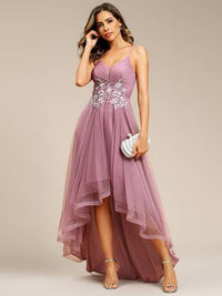 High Low Mesh Appliques Prom Dresses Luxurious Weddings