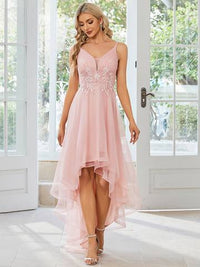 High Low Mesh Appliques Prom Dresses Luxurious Weddings