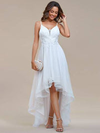 High Low Mesh Appliques Prom Dresses Luxurious Weddings