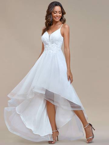 High Low Mesh Appliques Prom Dresses Luxurious Weddings