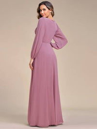 Floor Length Long Lantern Sleeves Formal Dresses