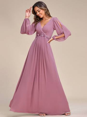 Floor Length Long Lantern Sleeves Formal Dresses Evening Dress Luxurious Weddings