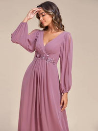 Floor Length Long Lantern Sleeves Formal Dresses