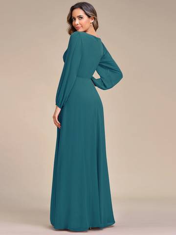 Floor Length Long Lantern Sleeves Formal Dresses Luxurious Weddings