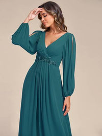 Floor Length Long Lantern Sleeves Formal Dresses