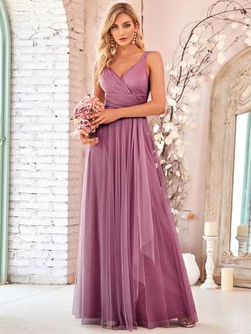 Floor Length Sleeveless Wholesale Tulle Bridesmaid Dresses Luxurious Weddings